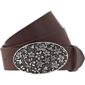 MUSTANG Leren riem met versierde sluiting in gepolijst zilver (1 stuk)
