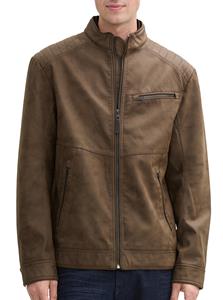 Tom Tailor Regular fit jack in leerlook van pure viscose.met doorgestikte schouderpas