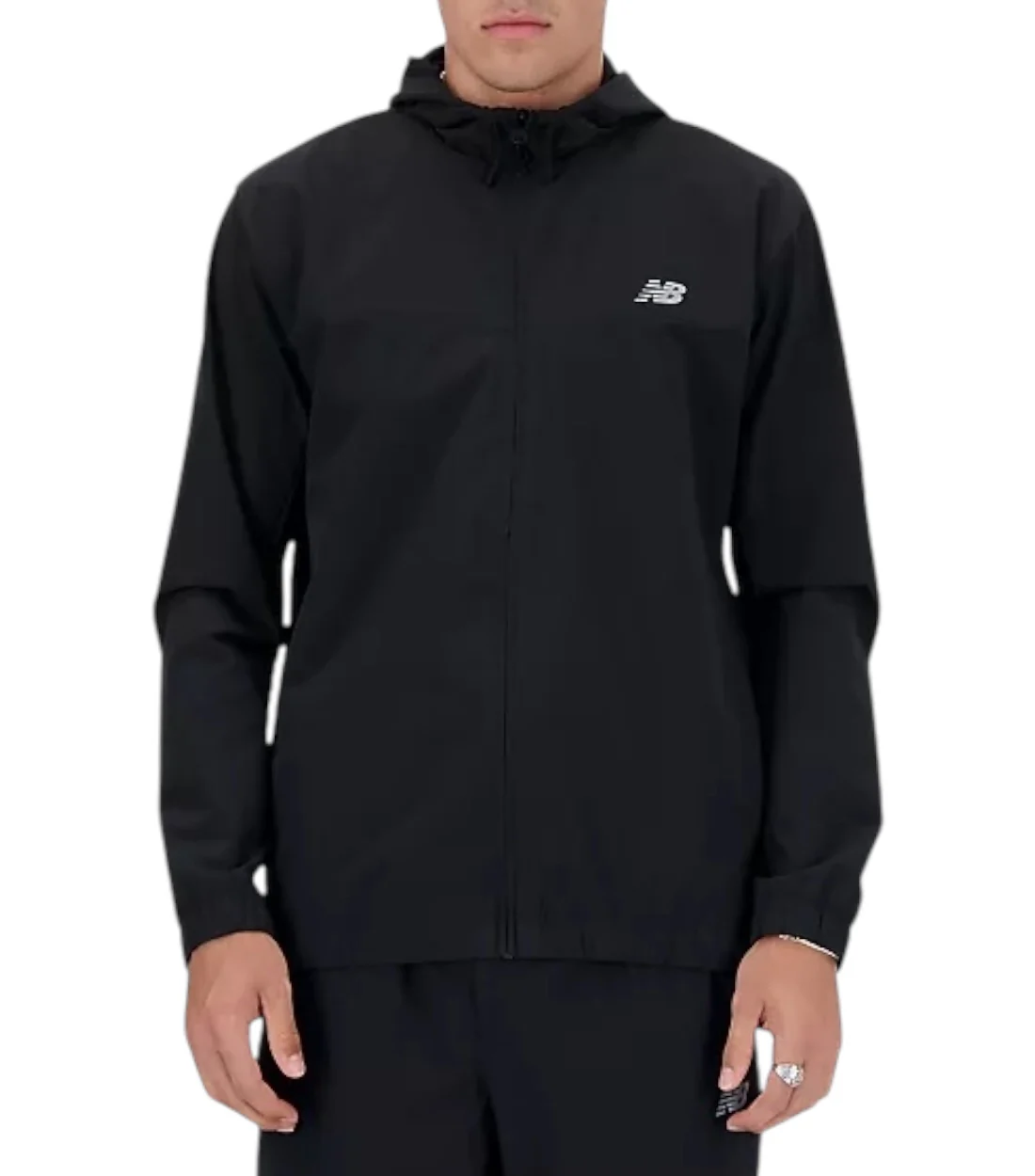 New Balance Full Zip Woven Hoodie - Black- Heren, Black