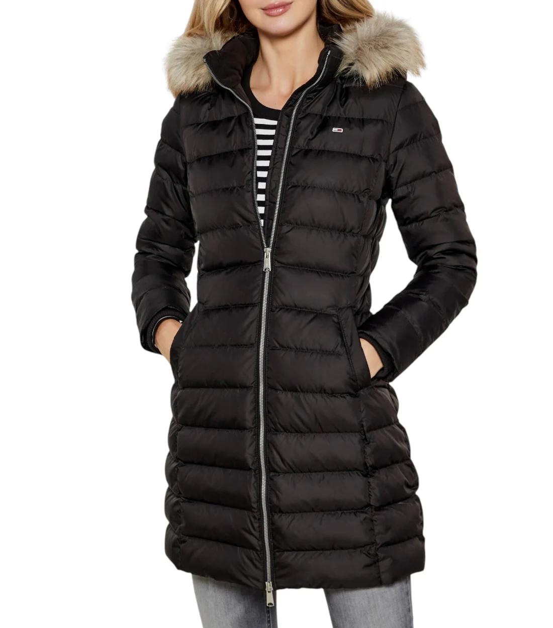 Donsjas Tommy Jeans TJW ESSENTIAL HOODED DOWN COAT