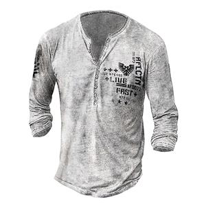 FEGKZLI Fashion Heren T-shirt met lange mouwen in punkstijl, casual, vintage T-shirts in de lente en herfst XL