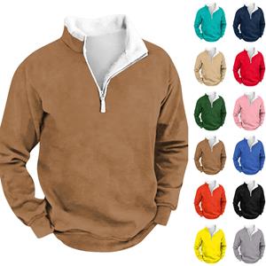 EG76LD Heren T-shirt Shirt Lange Mouw Feest Kerstmis Fleece Kraag V-hals Top L zwart