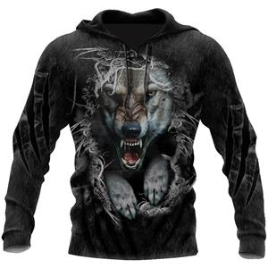 Factory Outlet Clothing Vintage Wolf Print Hooded Heren Vintage Kleding Sweatshirts Dierenpatroon Jassen Jas Vrijetijdskleding Comfortabele Oversized Pullover XXXXXL