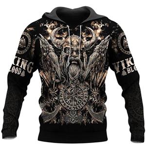 Factory Outlet Clothing Heren herfsthoodie Viking Skull Print 3D Sweatshirts Urban Trend Rock Hip Hop Capuchon Unisex Kleding Pullover Jas XXXXXL