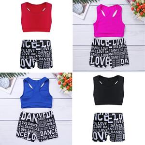 Ranrann Meisjes 2-delige tankini-outfit tanktop met onderkant shorts set sportkleding badpak badpak strandkleding 3-4 Years helder roze/zwart