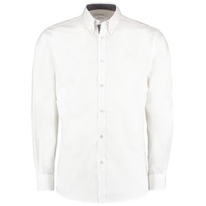 Kustom Kit Dames poplin getailleerde overhemd met lange mouwen