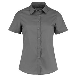 Kustom Kit Dames poplin getailleerd overhemd met korte mouwen