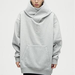 LH59YK Herfst Ninja Streetwear Turtleneck Hoodies voor Heren Letter Geborduurde Hip Hop Mode Sweatshirts Vintage Fleece Hoody 2XL grijs