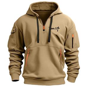 EG41NB 2024 Nieuwe Heren Hoodie Kwart Rits Hoodies Zak Sport & Outdoor Streetwear Cool Casual Lente Herfst Kleding Hoodies Sweatshirts L zwart