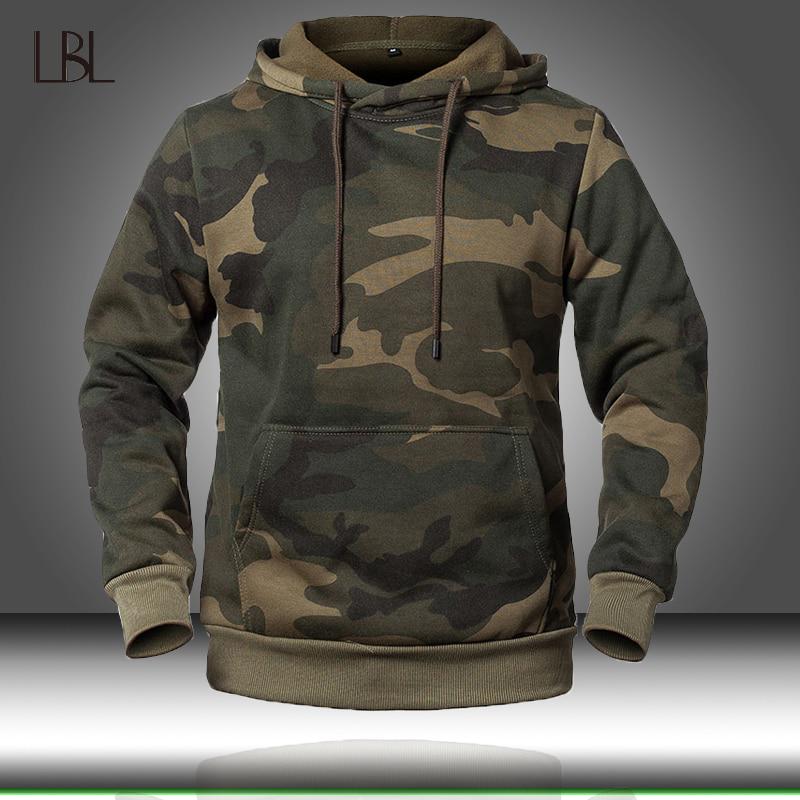 LH59YK Camouflage Hoodies Mannen 2020 Mode Sweatshirt Mannelijke Camo Hoody Hip Herfst Winter Militaire Hoodie Herenkleding US/EUR Maat L legergroene kleur