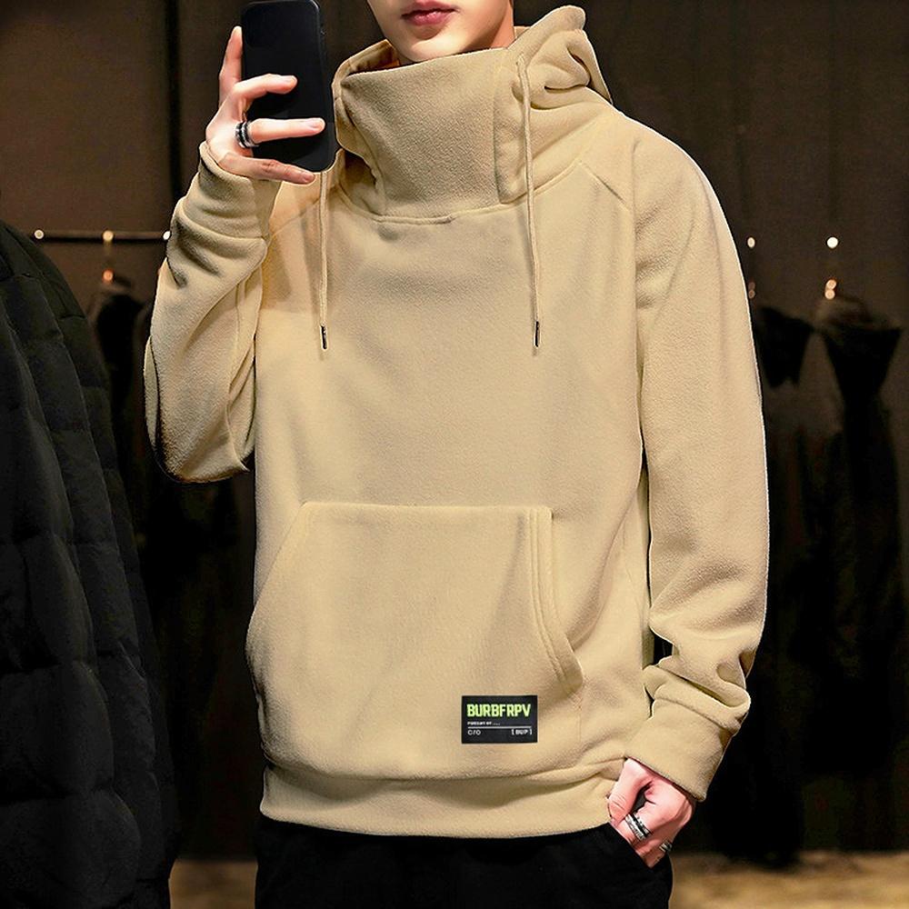 LH59YK Dikke Fleece Hoodie Mannen Herfst Winter Coltrui Sweatshirt Winddicht Hip Hop Hoodies Mannen Kleding Tops Casual 2XL zwart