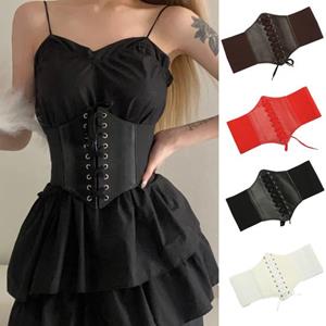 Mieshangle Paleisstijl dames corset brede riem kunstleer elastische slanke taille gordel vrouwen elastische tailleband vorm corset jurk accessoires rood