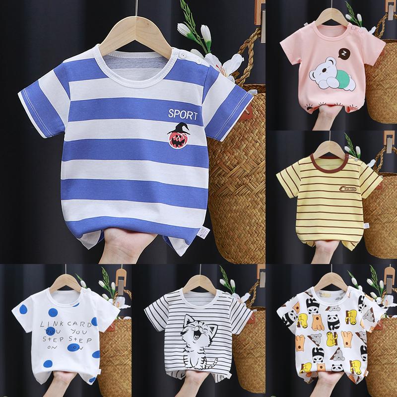 Milost Kinderen schattig katoenen T-shirt met korte mouwen Tops Kinderkleding Babykleding Cartoon trui 73CM
