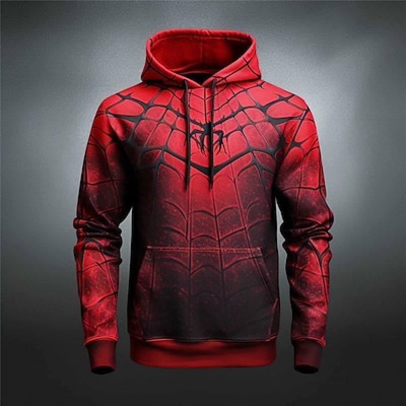 ETST WENDY 005 Spider Hoodie Heren Grafische Spiders Web Mode Dagelijkse Basic 3D Print Trui Sport Outdoor Vakantie Vakantie Hoodies Met Capuchon S