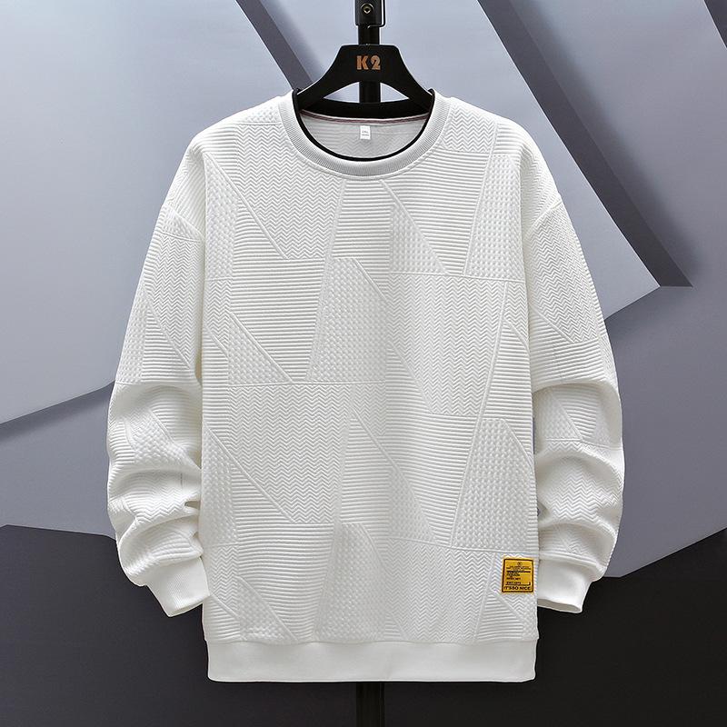 Plus Size Men Clothing Herentrui Herfst en Winter Grote Maat Heren Lange Mouw Veelzijdige Modieuze Herentrui Casual Pullover Trui 8XL wit