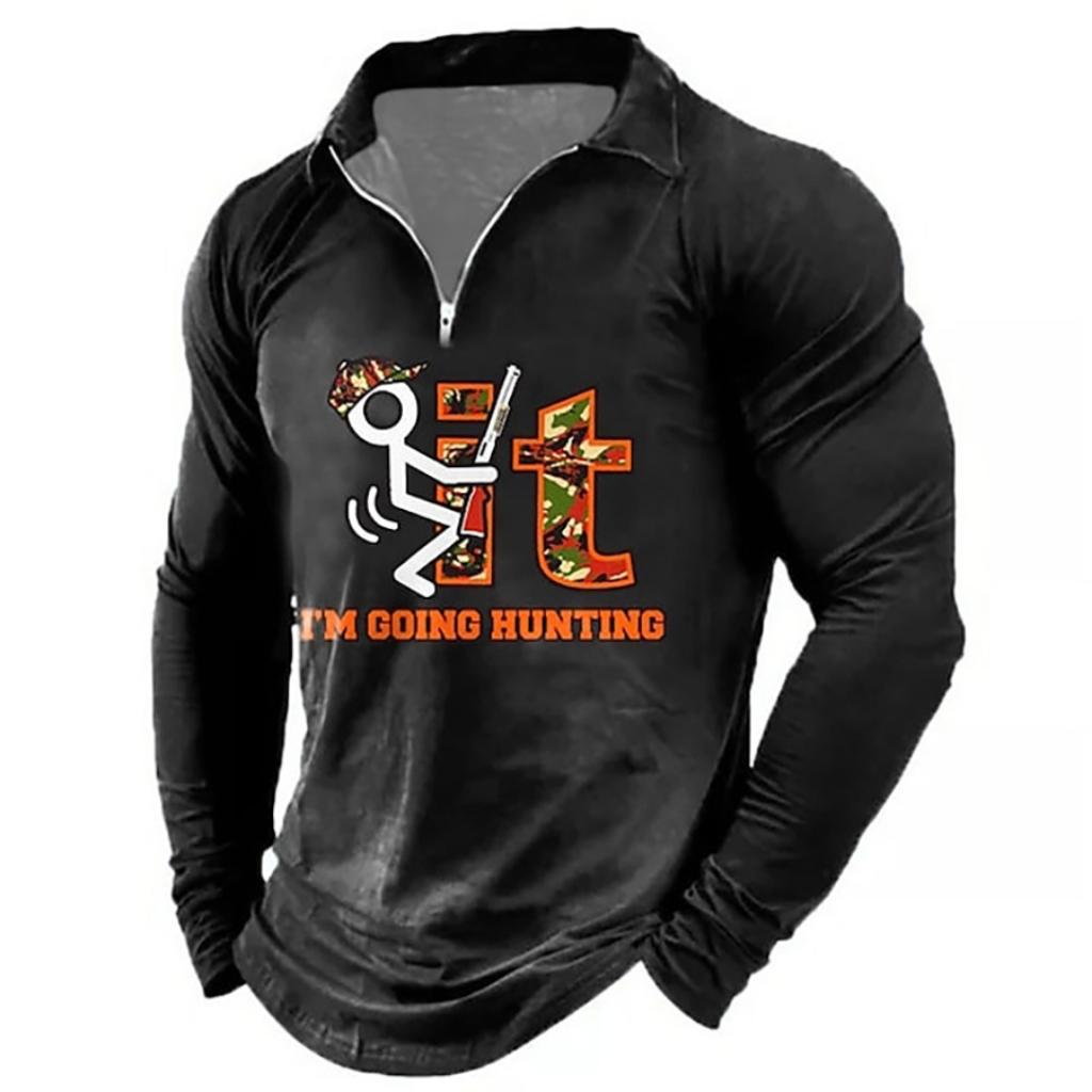 Haojun Poloshirt voor heren, herfst, kraag met ritssluiting, dunne, ademende tops met lange mouwen, gepersonaliseerde mode heren vintage bedrukt motorfietspoloshirt. S
