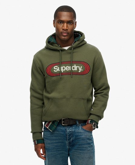 Superdry Mannen Vintage Trade Tab Hoodie Groen