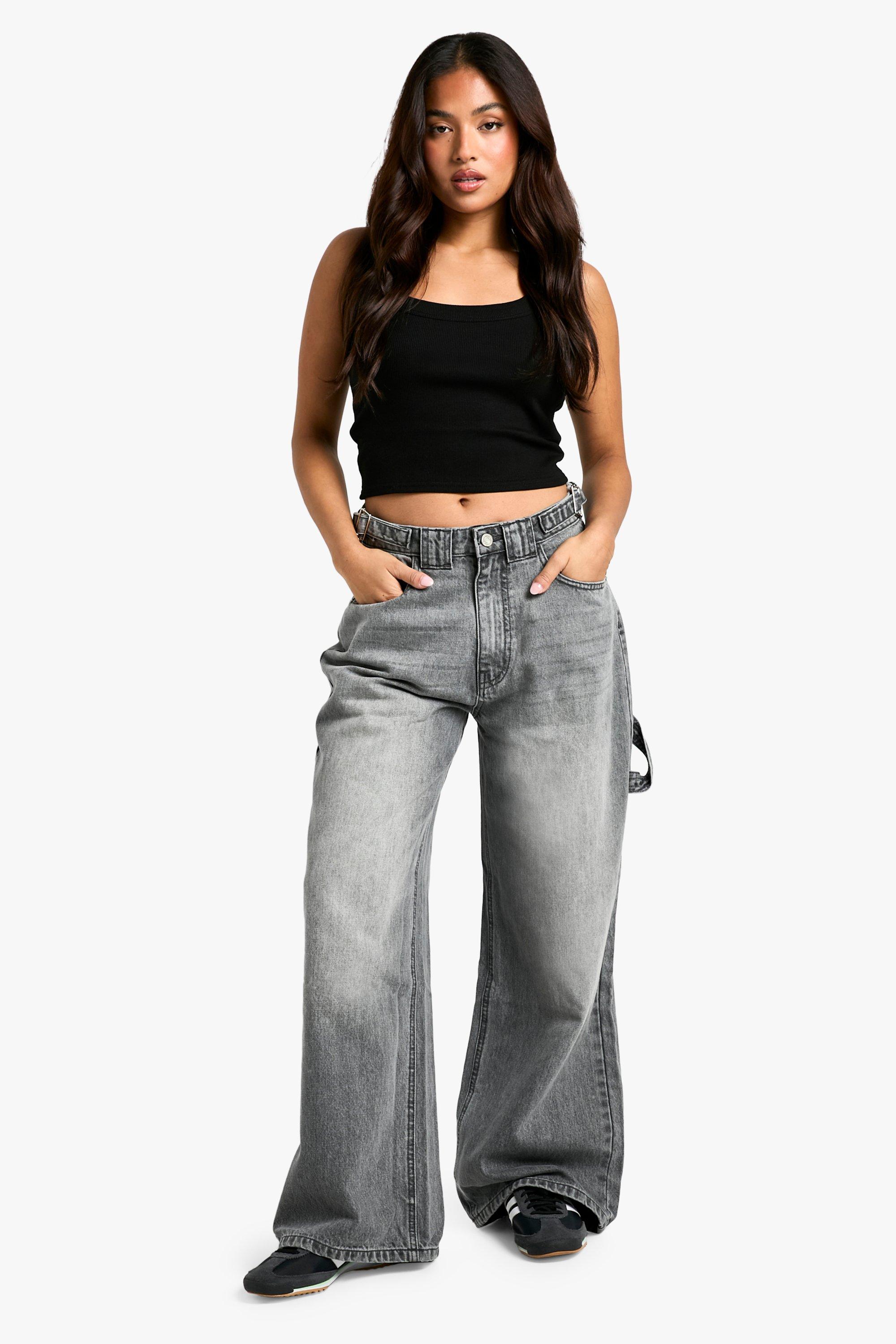 Boohoo The Petite Carpenter Jeans, Grey