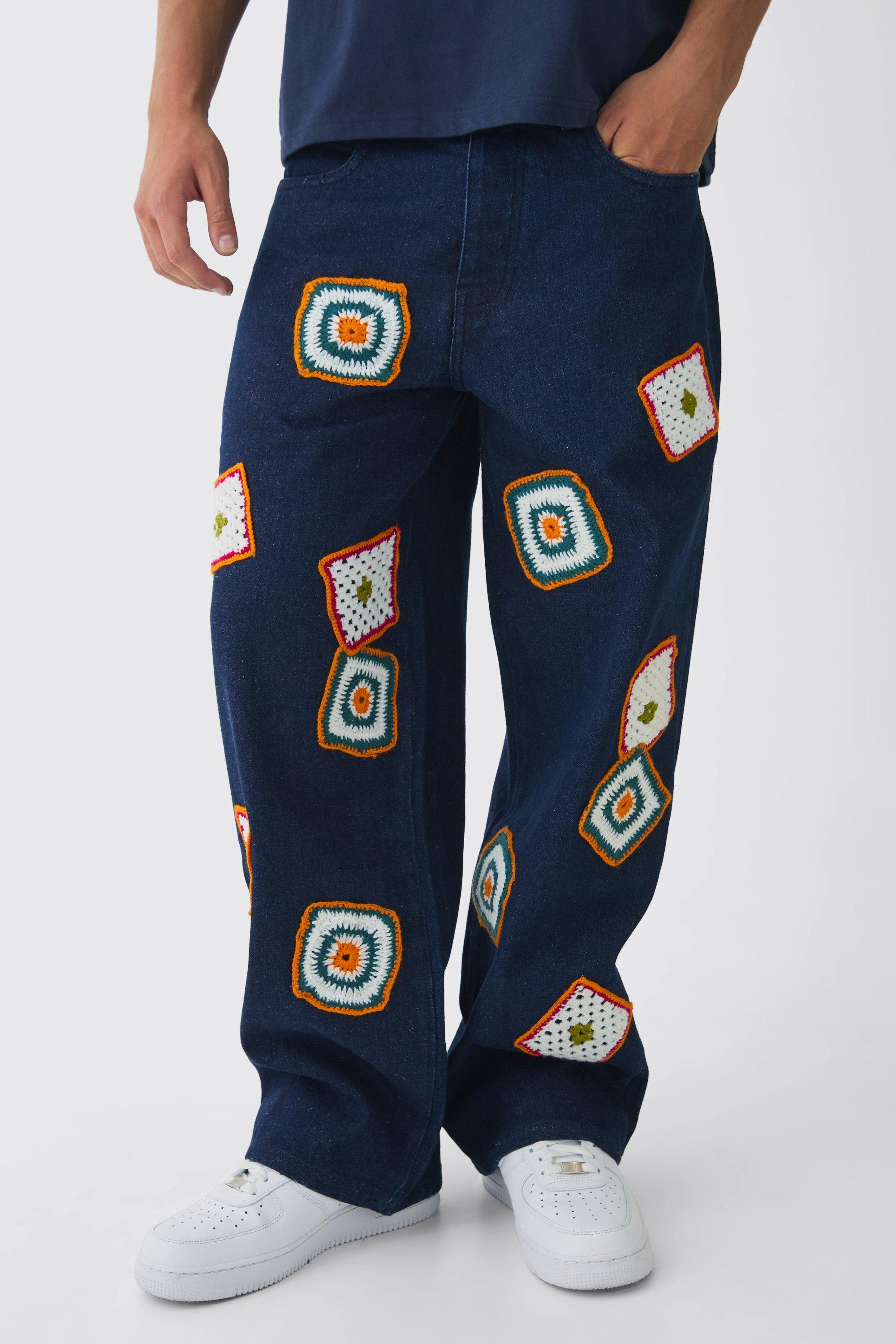 Boohoo Gehaakte Baggy Jeans, Indigo