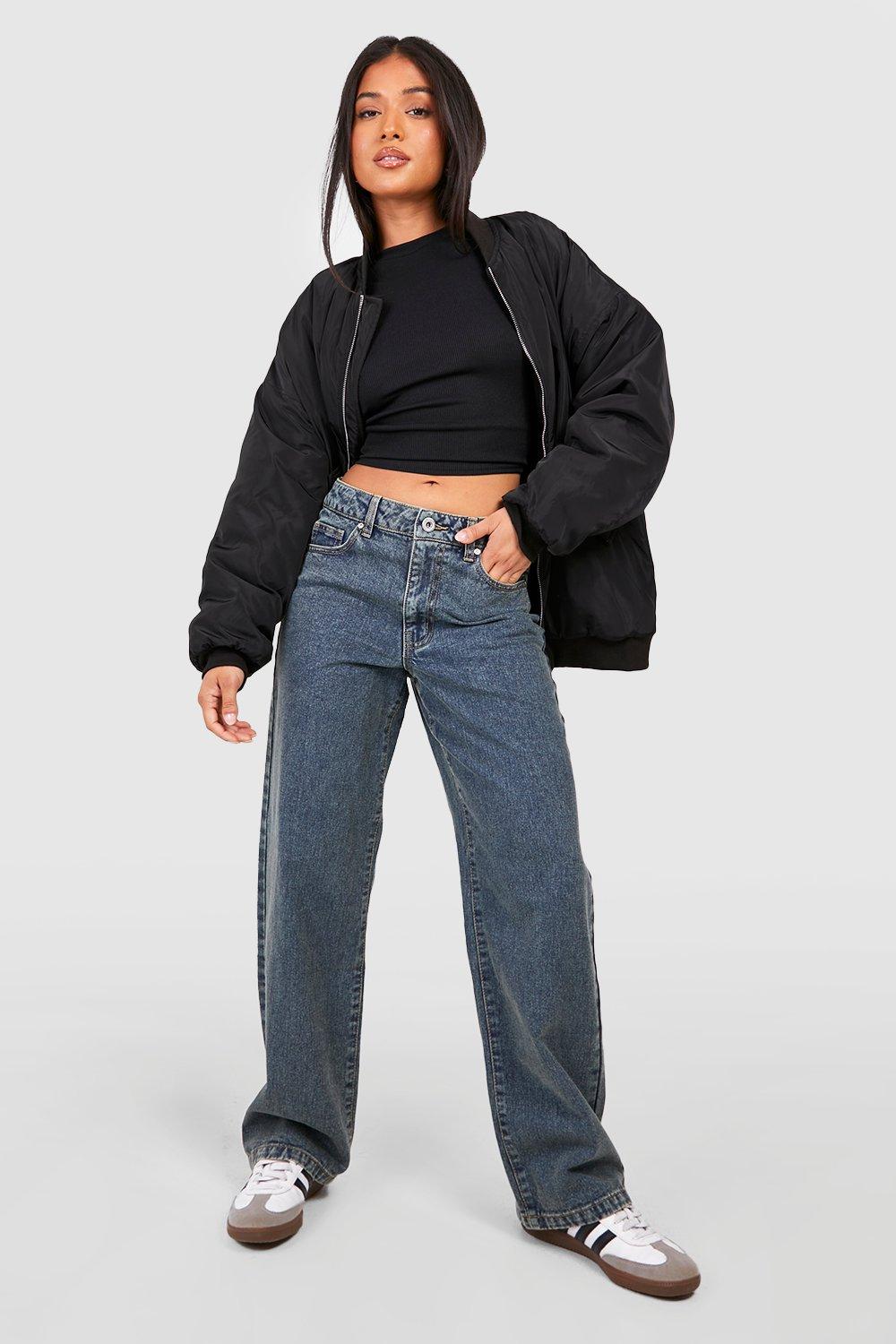 Boohoo Petite Basic Boyfriend Jeans, Vintage Wash