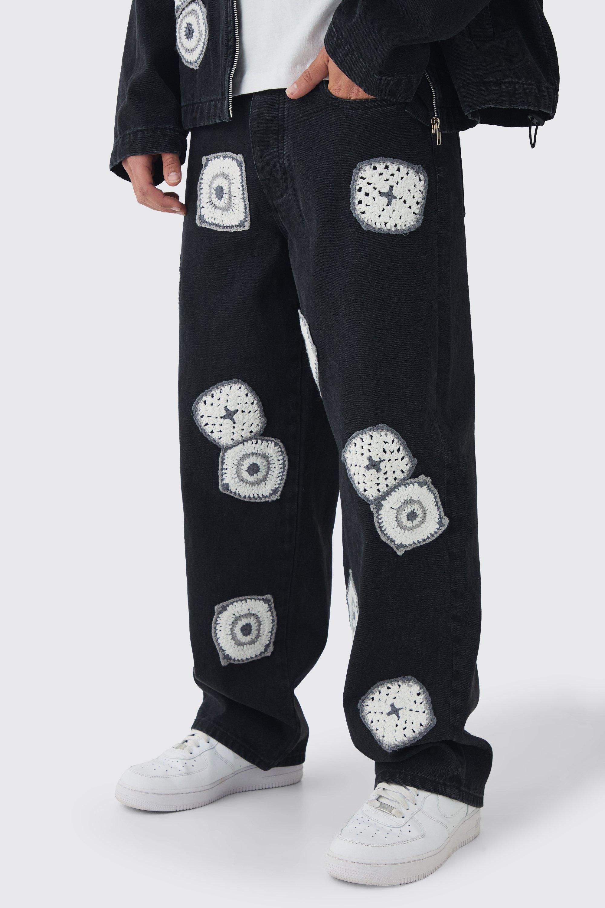 Boohoo Gehaakte Baggy Jeans, Washed Black