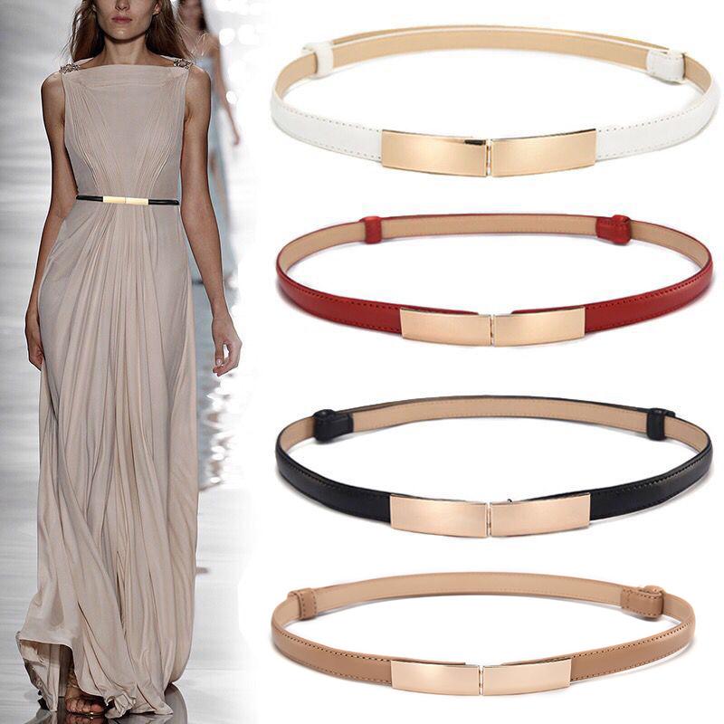 Rihorse Dames Dames Mode Casual All-match Vierkante Gesp Riem Multi Kleur Slanke Kunstleer Tailleband Riem zwart