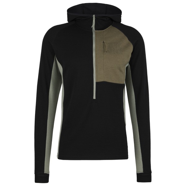 Stoic - Merino260 StadjanSt. 3/4 Zip w. Hood - Merinohoodie, zwart