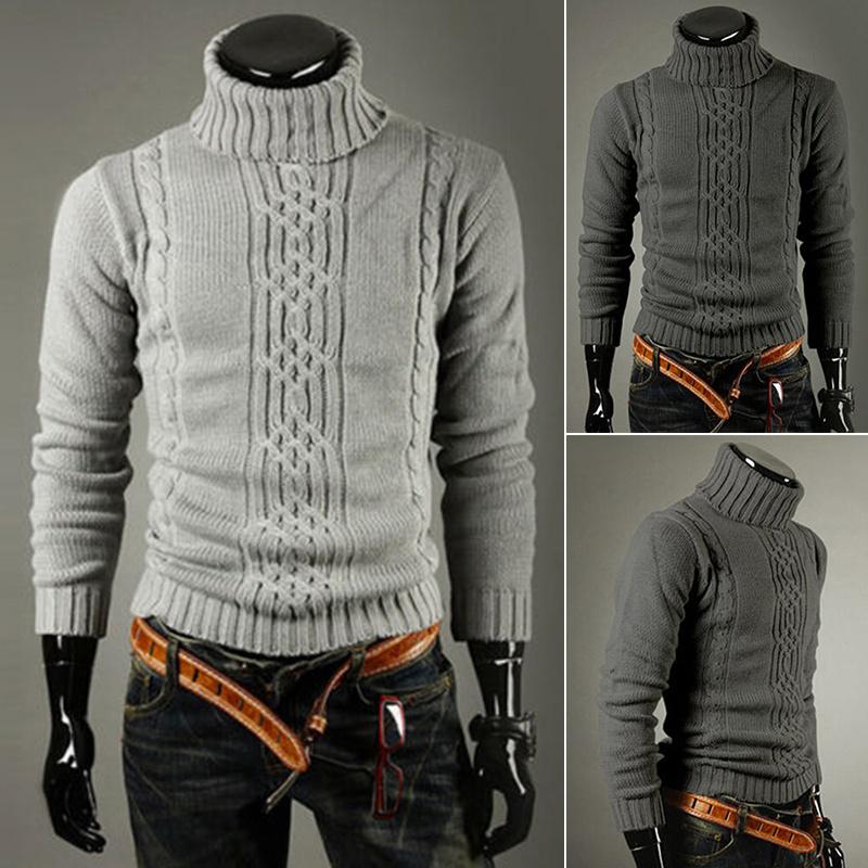 NB Fashion Heren herfst en winter dikke coltrui trui gebreide lange mouwen geborduurde trui S