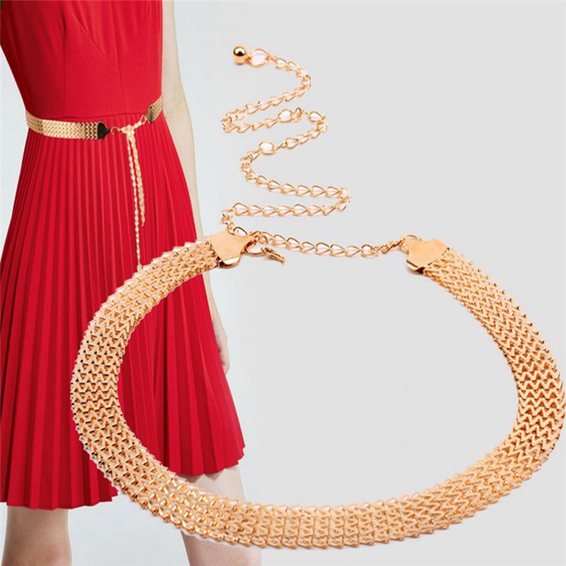 Complex and Jen Mode Wave Metalen Tailleketting Riem Gouden Gesp Bodyketting Jurk Riem