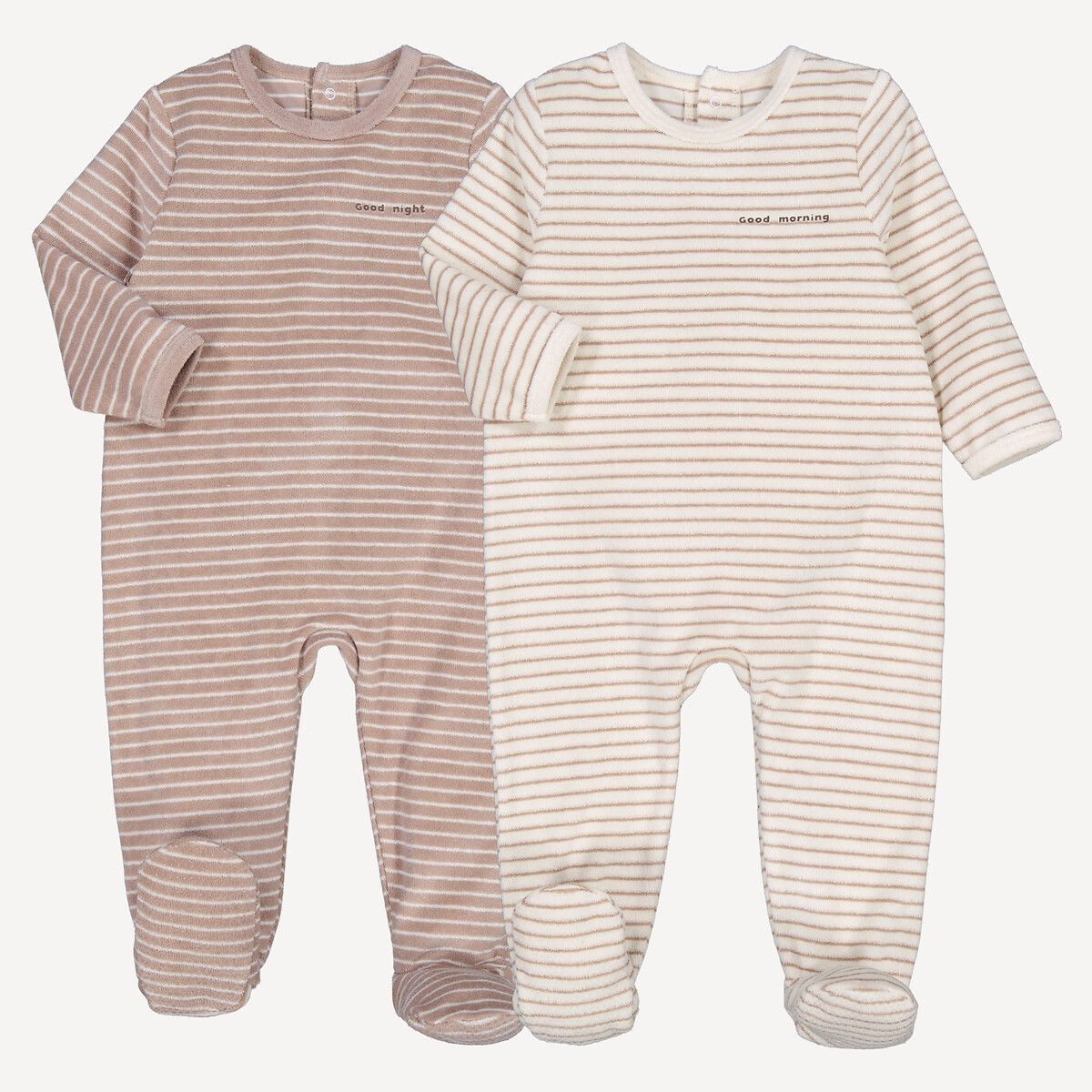 LA REDOUTE COLLECTIONS Set van 2 gestreepte pyjama's in badstof