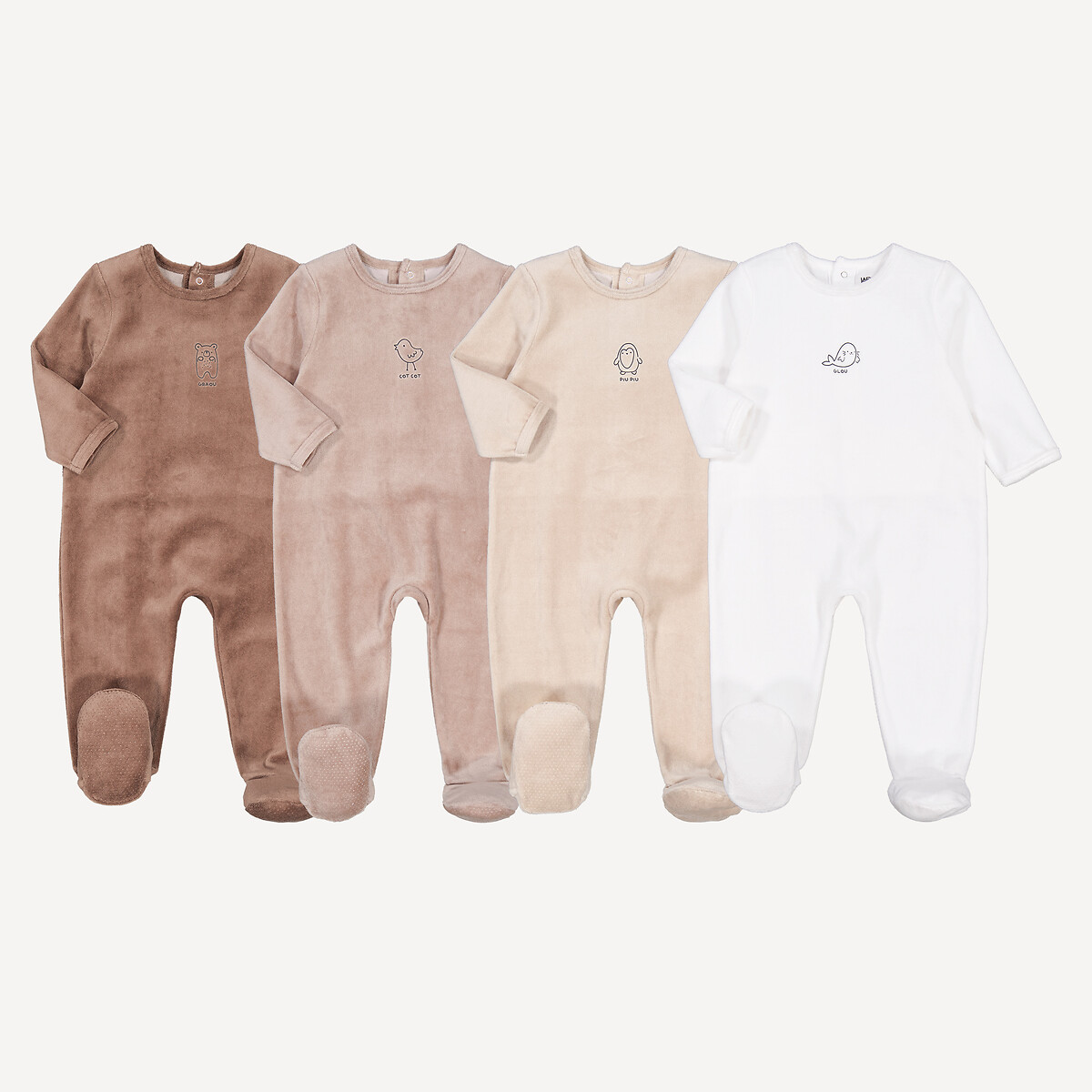 LA REDOUTE COLLECTIONS Set van 4 pyjama's in fluweel, dierenprint
