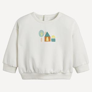 LA REDOUTE COLLECTIONS Sweater met ronde hals, in molton, drukknoopsluiting achteraan