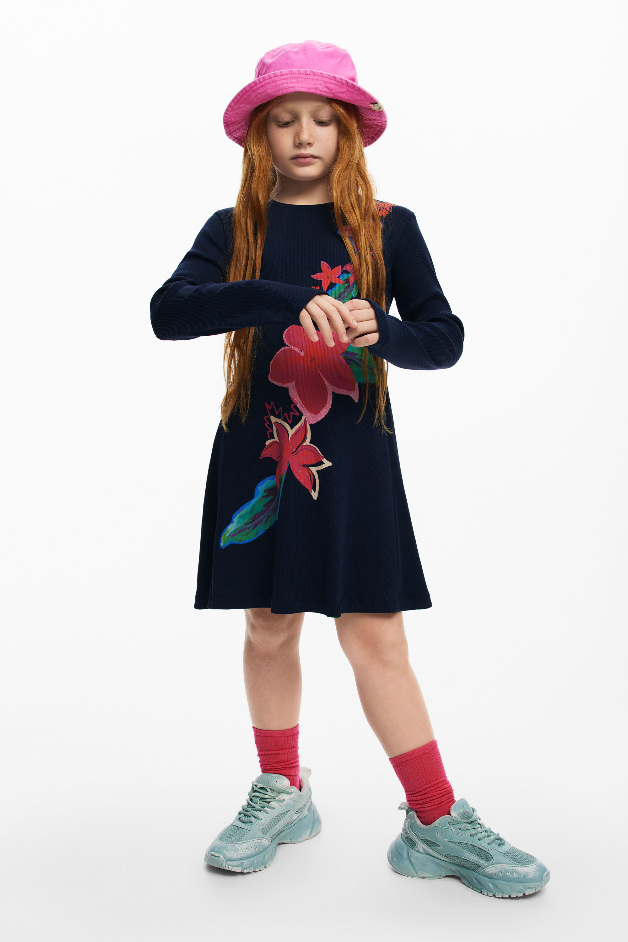 desigual Korte bloemenjurk - BLUE