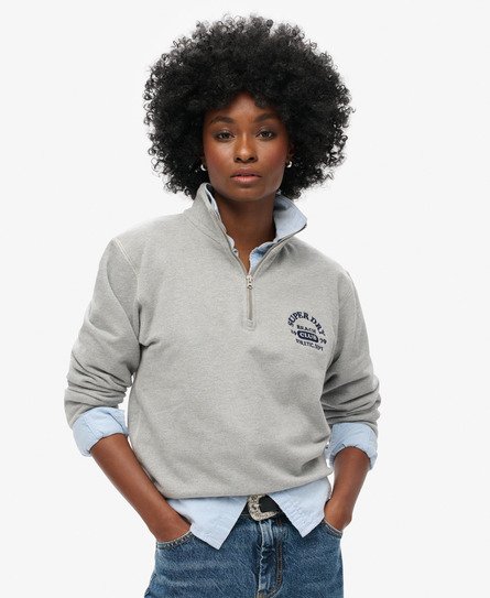 Superdry Vrouwen Athletic Essentials Sweatshirt met Halve Rits Grijs