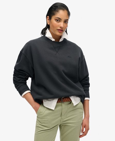 Superdry Vrouwen Studios Sweatshirt met Ronde Hals Zwart