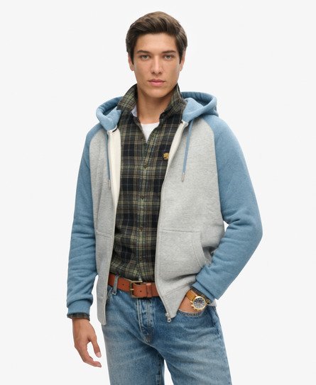 Superdry Mannen Essential Baseball-hoodie met Rits Grijs