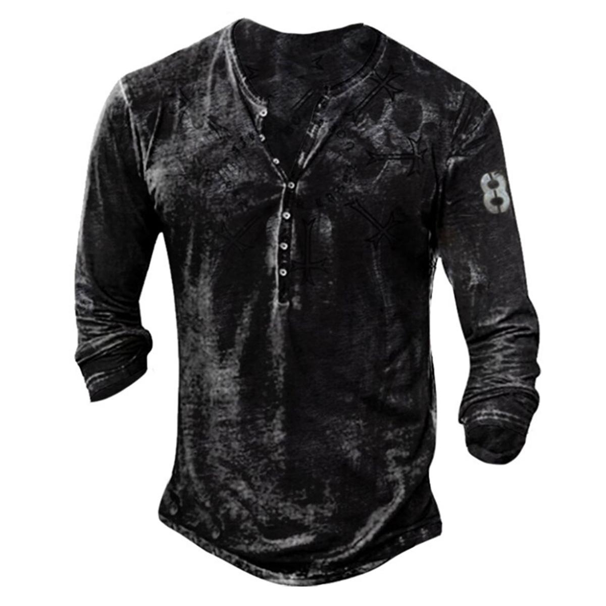 FX Men Mode-T-shirt met lange mouwen en grafische print voor heren Lente- en herfstsweatshirt met lange mouwen en print S
