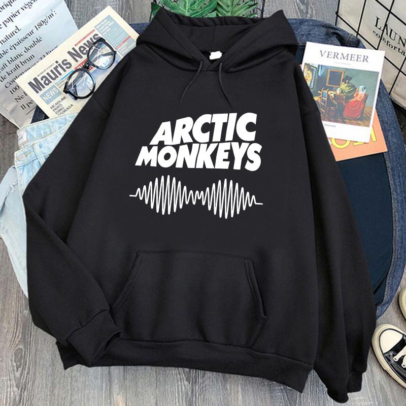 FT T Shirts Harajuku Vintage ARCTIC MONKEYS Sound Wave Gedrukt Hoodies Heren Herfst Truien Muziek Kpop Skateboard Sweatshirts Met Capuchon S zwart