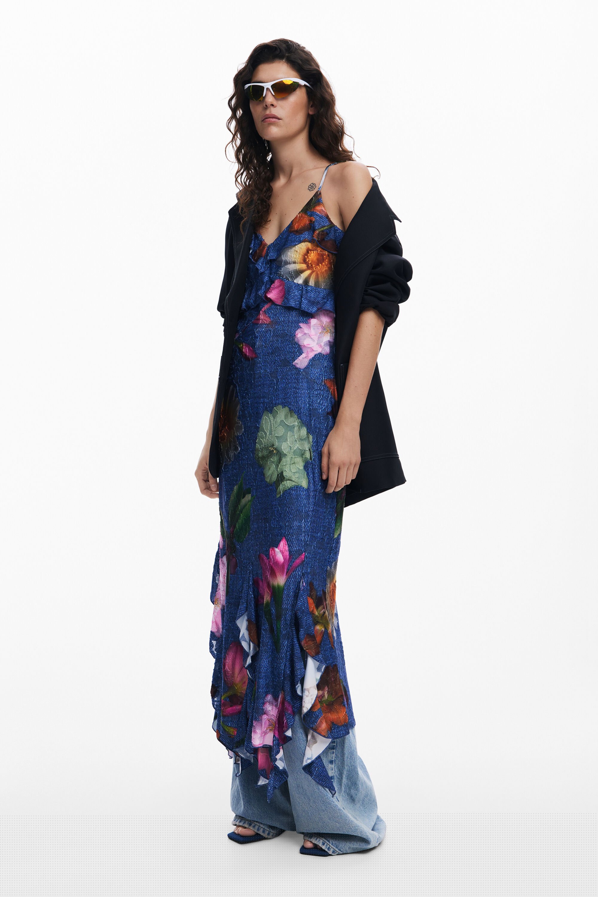 desigual Midijurk met bloemen - BLUE