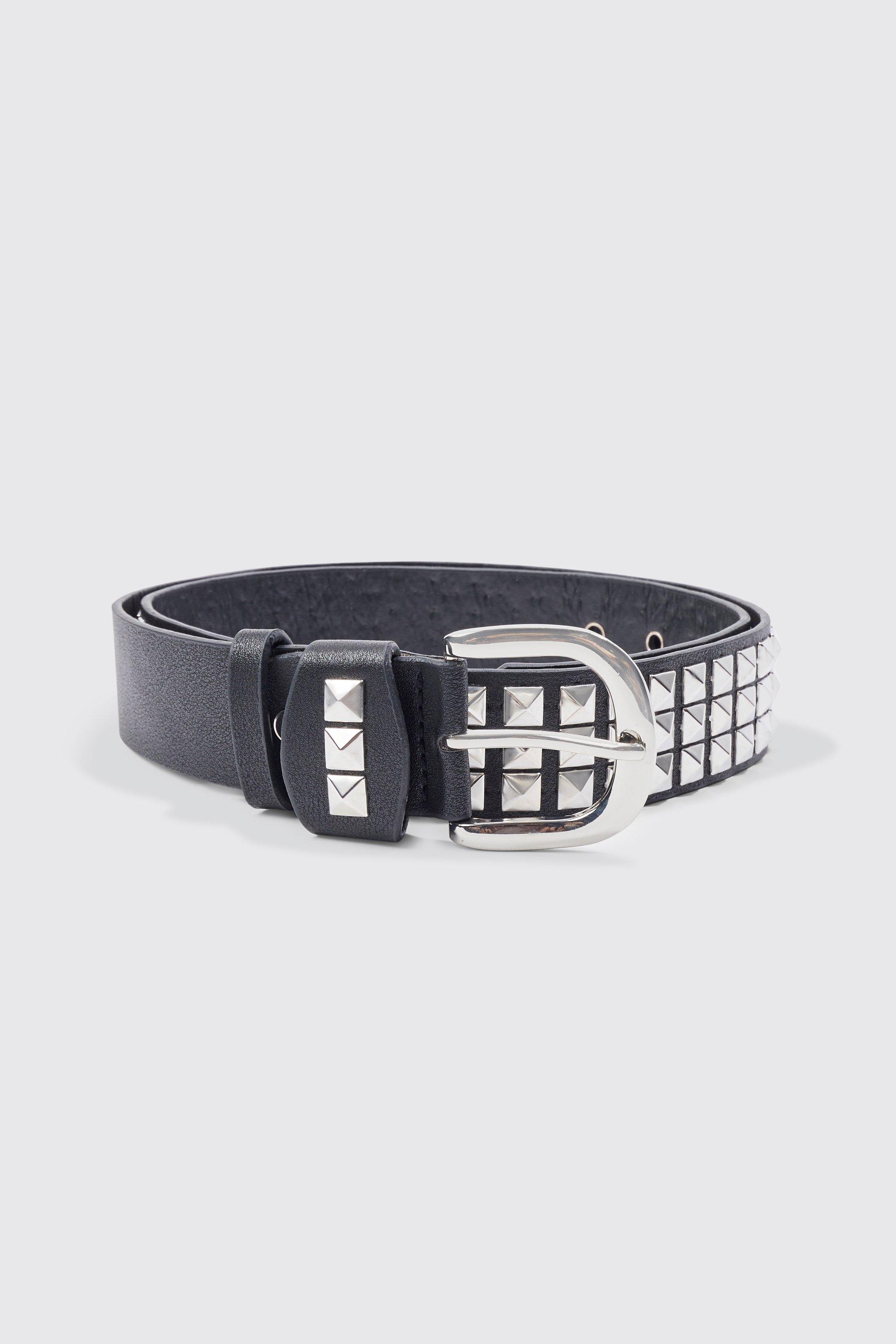 Boohoo Nepleren Riem Met Studs, Black