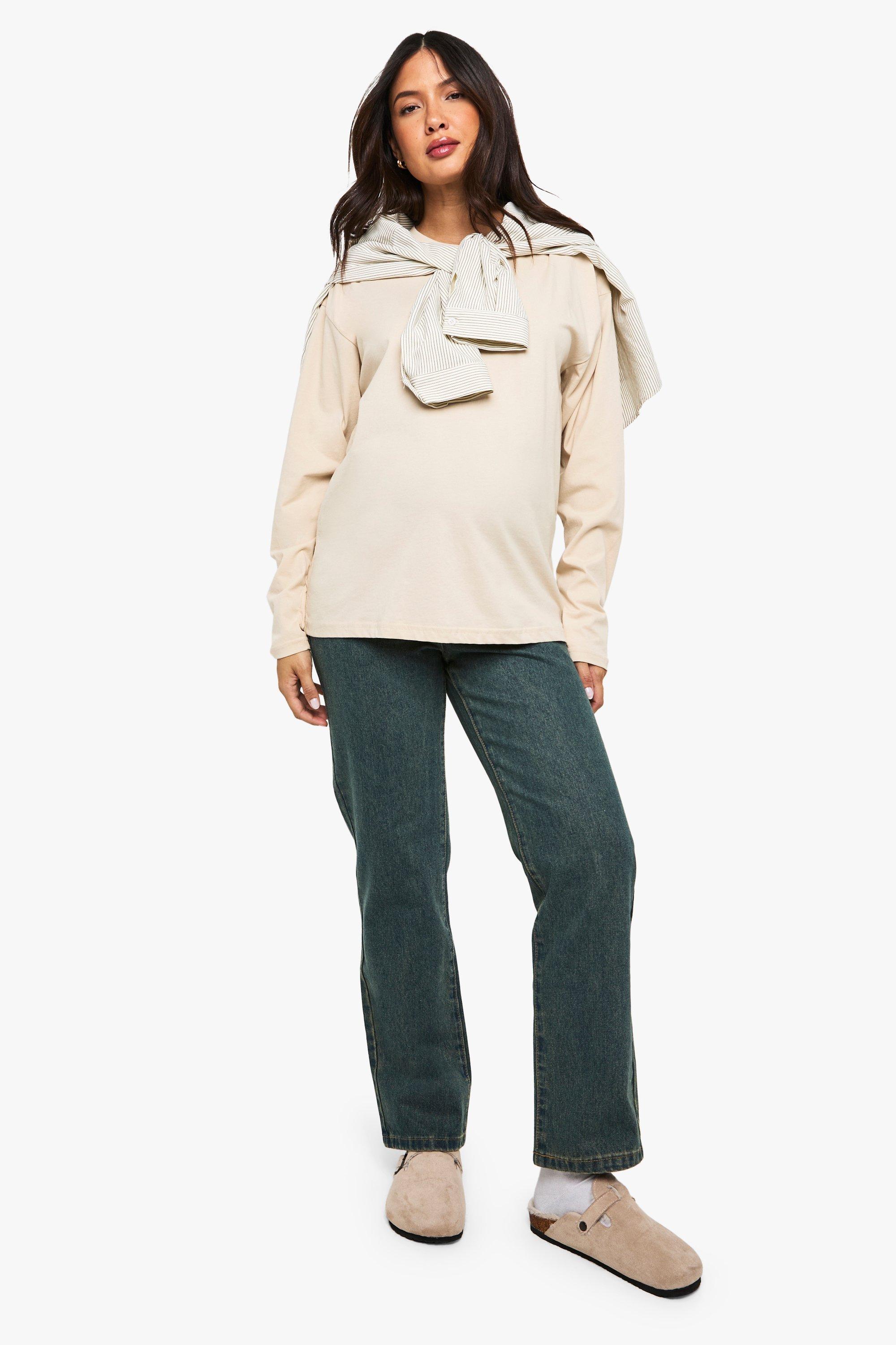 Boohoo Zwangerschap Basic Mom Jeans, Vintage Wash