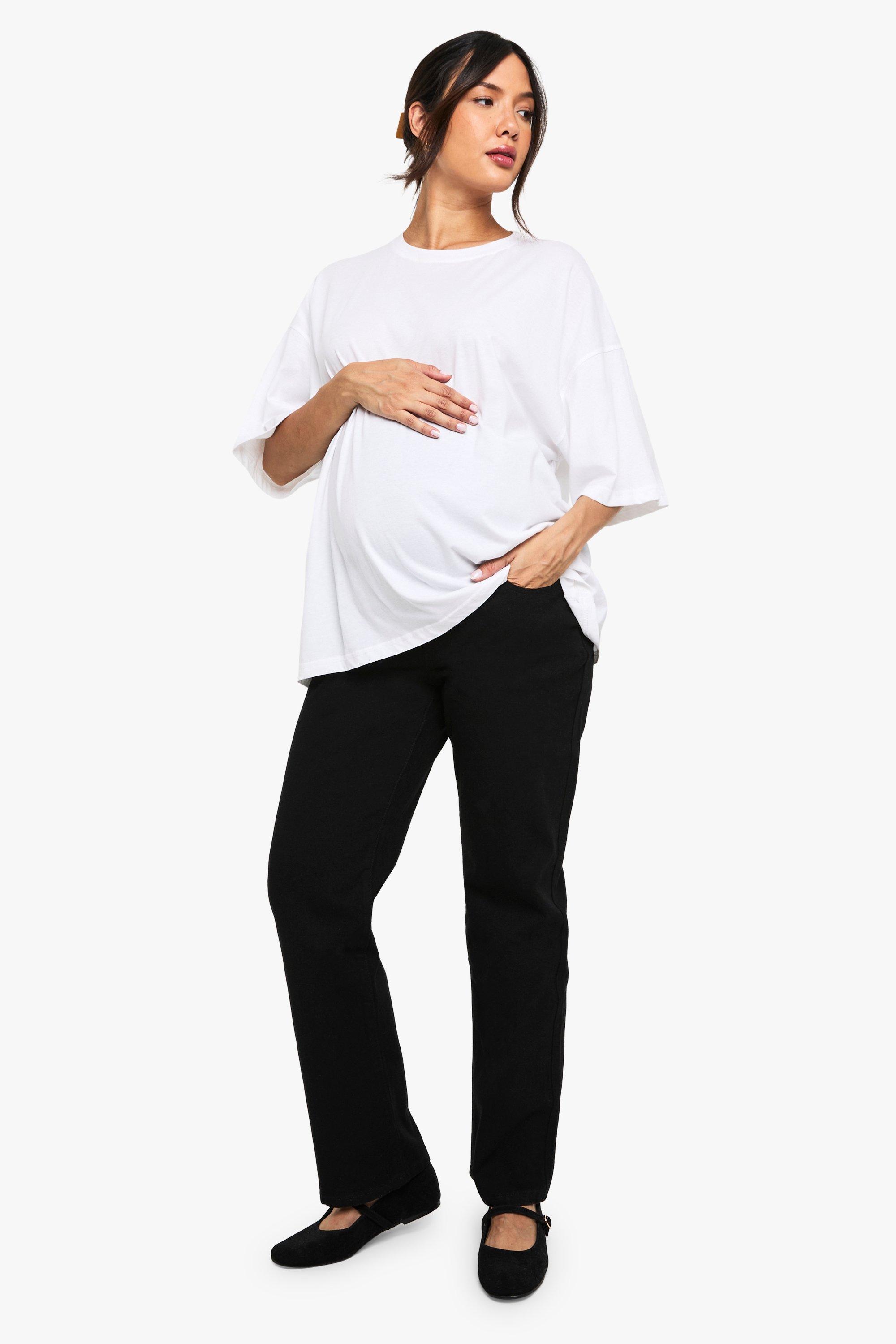 Boohoo Zwangerschap Over The Bump Mom Jeans, Black