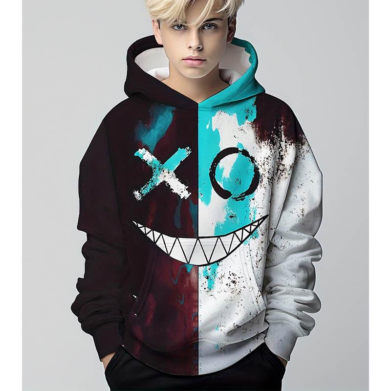 ETST 006 Grappige lachende 3D-print hoodies jongens pullover lange mouw hoodies jongens sweatshirt voor kinderen lente herfst kinderen hoodie top buiten 100