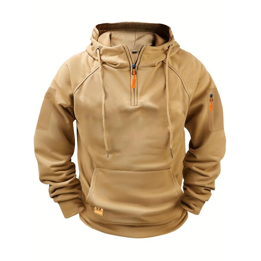 HerSight Herfst Heren Hoodies Winter Rits Multi Pocket Sweatshirts Mannelijke Warme Kleding Hoodie Sport Vrijetijdskleding Sweatshirt M zwart