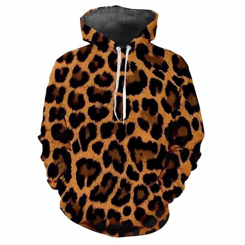 Little red horse Heren Herfst Luipaard Print Serie 3D Digitaal Print Pullover Hoodie Mode Trend Sweatshirt Man S