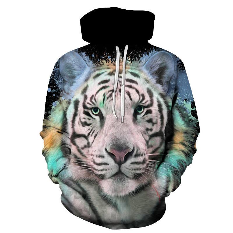 Forever Men Sweatshirts Herfst Winter Tijger dieren serie ronde hals hoodie casual heren pullover top 3D geprinte heren hoodie S