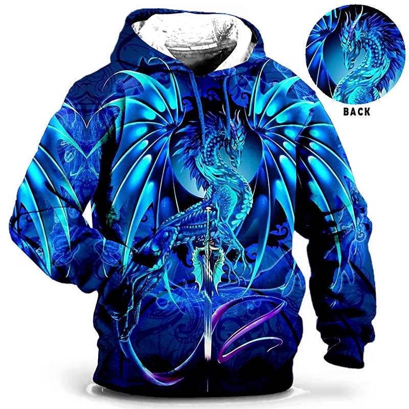 ETST 07 Herenhoodie voor herenkleding 3D-geprinte sweatshirts buitenkleding Draakkleding Mode Dagelijks Herfst Lange mouwen Hoodies voor heren L
