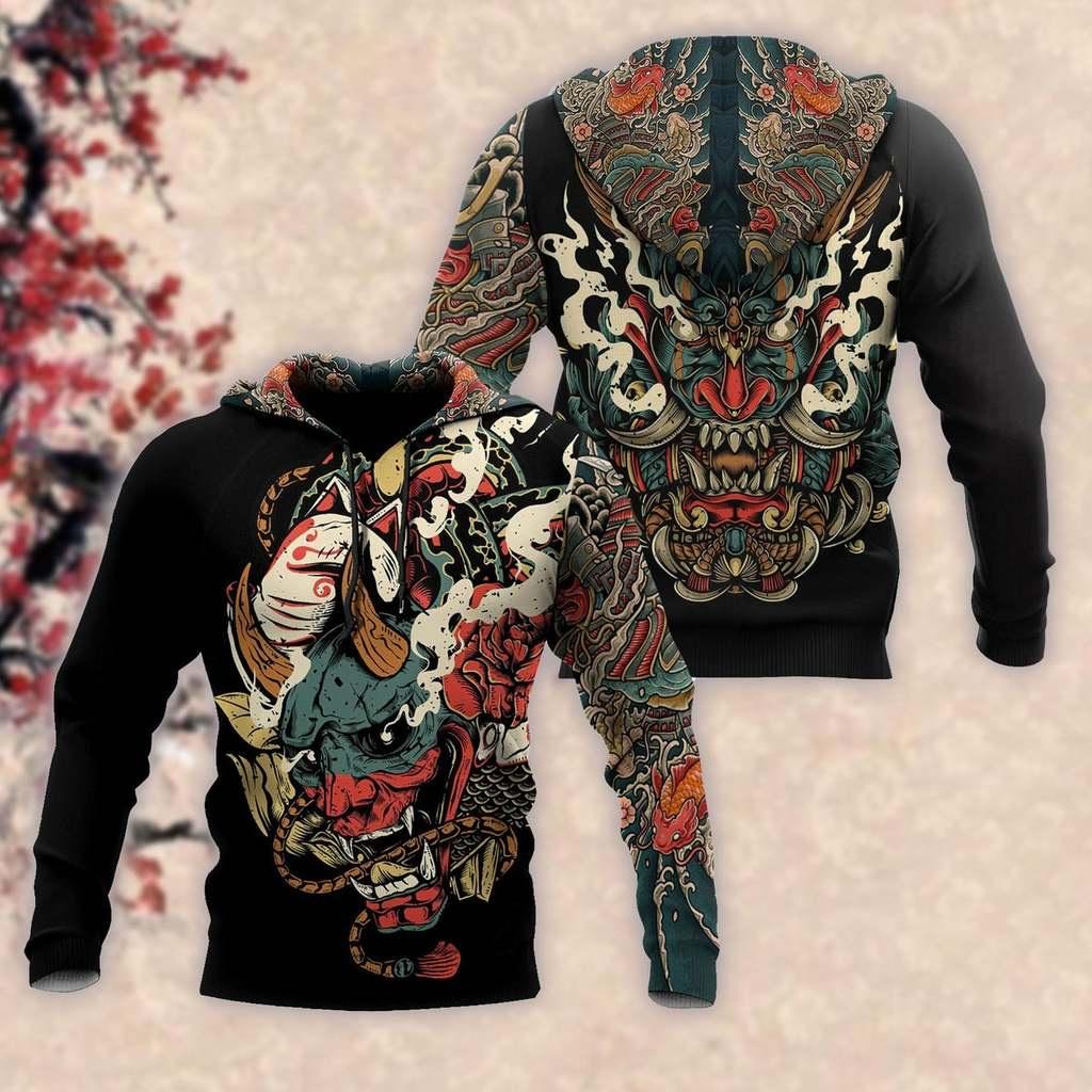 Bobby3 Heren Hoodie Japanse Samurai 3d Print Mode Straat Lange Mouw Capuchon Sweatshirt Casual Jas Pullover Outdoor Tops L