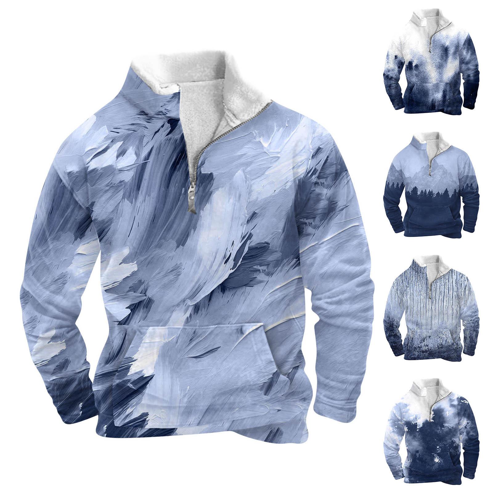 YiGeiWoLiGiaoGiao Lente en herfst herensweatshirt met staande kraag is outdoor casual truien tops XL blauw