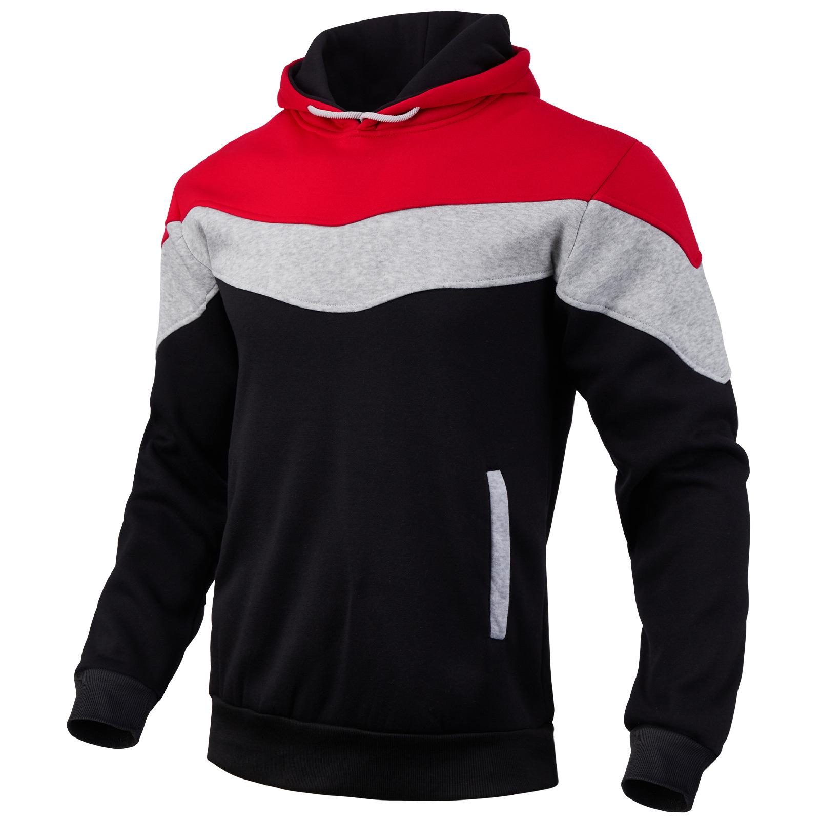 WowClassic Drie kleuren patchwork hooded sweatshirt heren lange mouw fleece hoodies herfst winter warme pullover kleding tops S geel